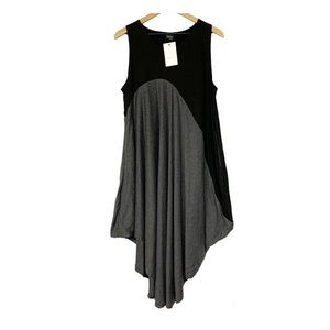 Thaluta NWT black and gray free size lagenlook asymmetrical sleeveless dress L